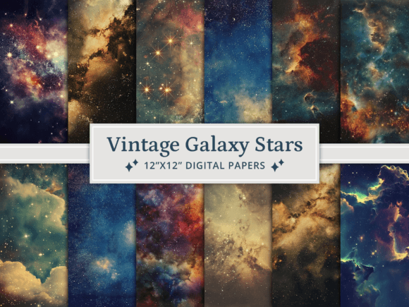 Download Vintage Galaxy Stars Digital Papers - Star Collection