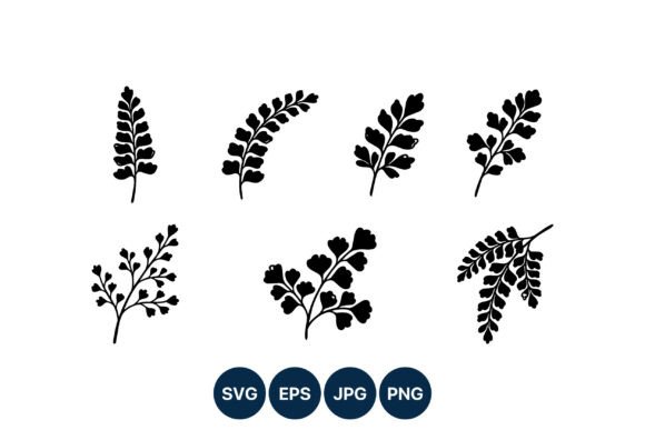 Download Black Fern Leaves Silhouette Vector Set - Leaves Collection