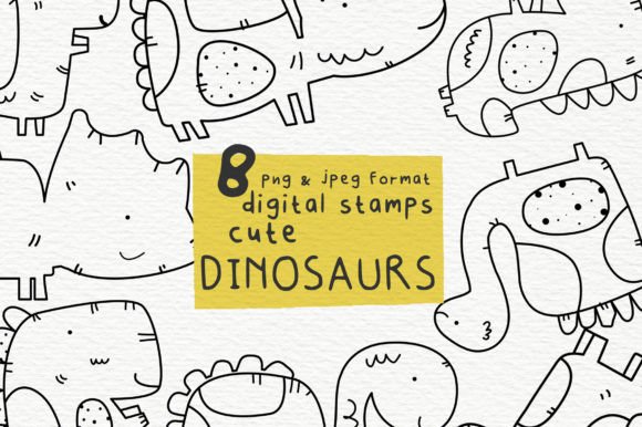 Download Cute Dinosaurs Digital Stamps - Digital stamps Collection