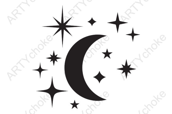 Download Moon and Stars. SVG File for Cricut - Star Collection