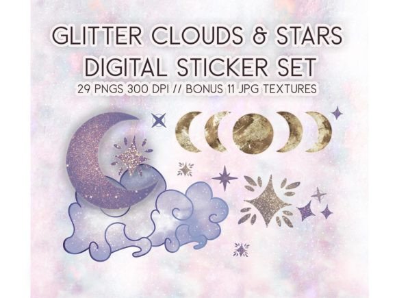 Download Glitter Clouds &amp; Stars Sublimation - Star Collection