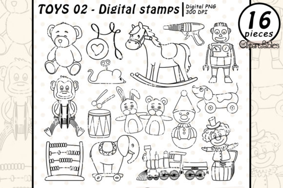 Download RETRO TOYS - Digital Stamps, Cute Toys - Digital stamps Collection