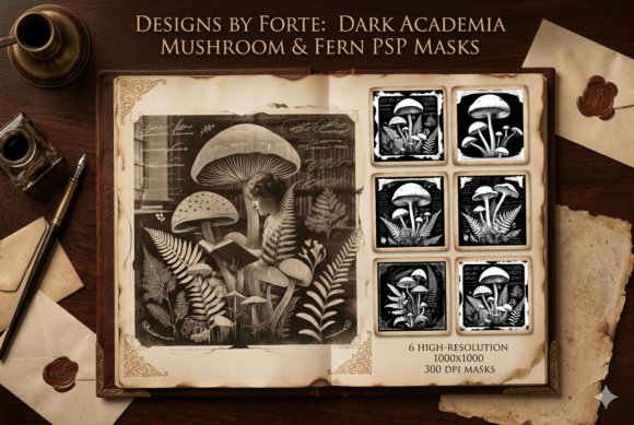 Download : Dark Academia Mushroom &amp; Fern PSP Mask - Premium Bundle